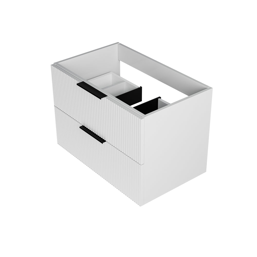 English Elm 075 Floating Wall Mounted Bathroom Vanity Cabinet with Soft Close Drawers Matte Finish White W3520P345979