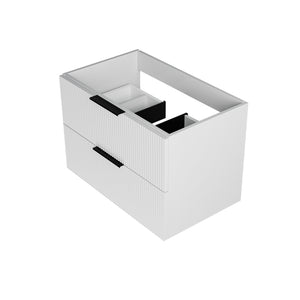 English Elm 075 Floating Wall Mounted Bathroom Vanity Cabinet with Soft Close Drawers Matte Finish White W3520P345979