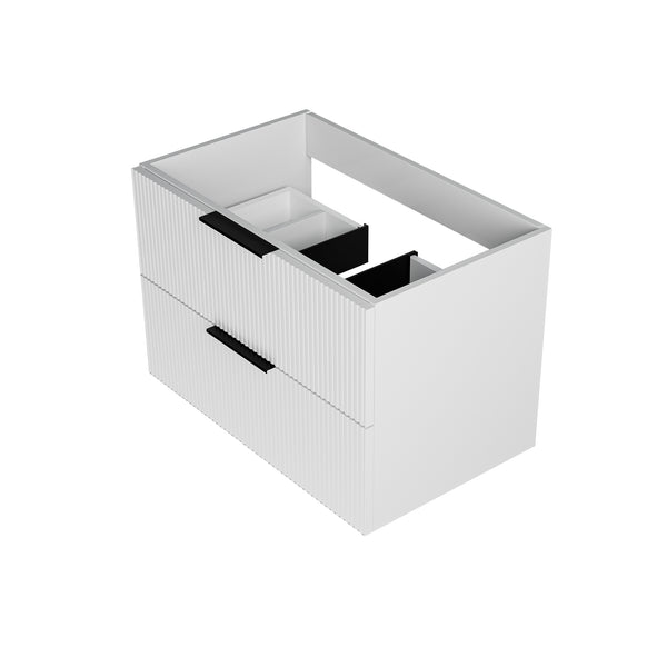 English Elm 075 Floating Wall Mounted Bathroom Vanity Cabinet with Soft Close Drawers Matte Finish White W3520P345979