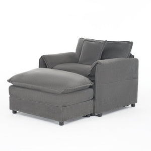 English Elm Oversized Chenille Lounge Chair with Detachable Ottoman Deep Cushioned Living Room Seat W3163S00069