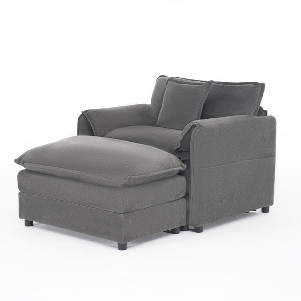 English Elm Oversized Chenille Lounge Chair with Detachable Ottoman Deep Cushioned Living Room Seat W3163S00069