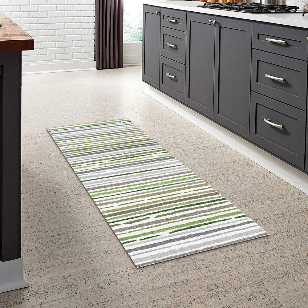 English Elm SPHINX 2170YP Beige/Green 24"x66" Washable Non-Slip Runner Rug - Durable Low-Pile Indoor/Outdoor Charm B186P261376