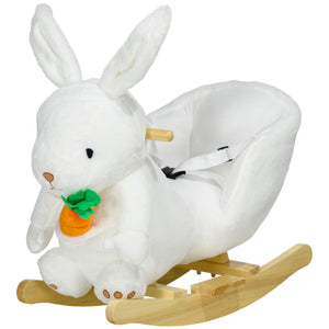 English Elm Qaba Bunny Rocker Toddler Ride on with Velvet Plush Carrot Toy and Realistic Sounds W2225P217693