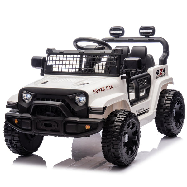 English Elm 24v Kids Ride on Car with Parental Remote Four Wheel Suspension Led Lights Bluetooth White W1578P235083