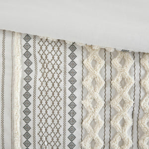 English Elm Cotton Imani Comforter Mini Set with Tufted Chenille Geometric Print, OEKO-TEX Soft King Bedding Ivory 21.65 L x 22.83 W x 10.63 H B035128794