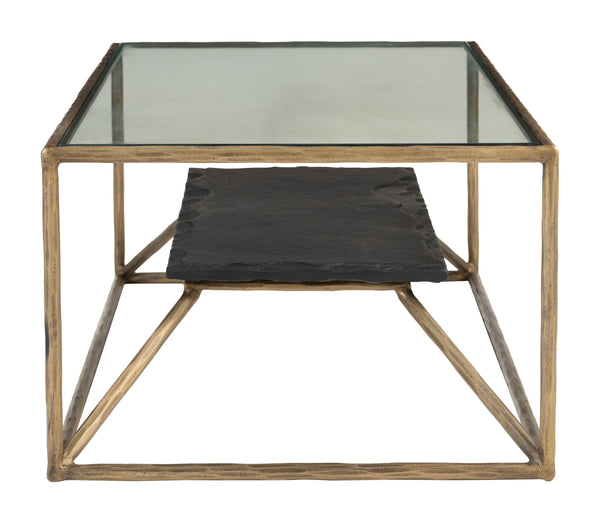 Zuo Modern Ranol Coffee Table In Elegant Brass With Glass & Marble Top - Perfect For Modern Living Spaces! Brass Glass,Natural Marble,Iron 110599-zuo-modern