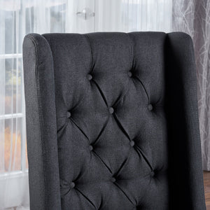 English Elm Dining Chair Set of Two Wingback Button Tufted High Back Birch Leg Upholstered Charcoal 61539.00DCL