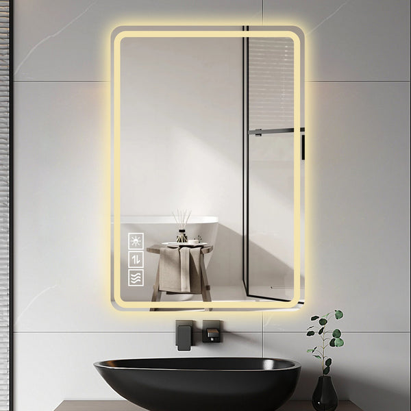 English Elm 24x40 Inch Frameless Led Vanity Mirror Anti-fog Front Lighting Bathroom Wall Mount W2071137649