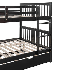 English Elm Full Over Bunk Bed with Twin Trundle Solid Pine Frame Gray Convertible LT100204AAP-1