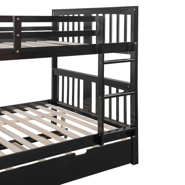 English Elm Full Over Bunk Bed with Twin Trundle Solid Pine Frame Gray Convertible LT100204AAP