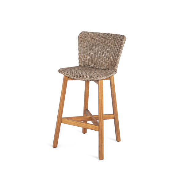 English Elm Christopher Knight Home® - Lymington Outdoor Bar Stool Set of 2 — Durable Acacia & Wicker Craft, Ergonomic 105° Backrest Comfort Light Brown,Teak N775P278094B