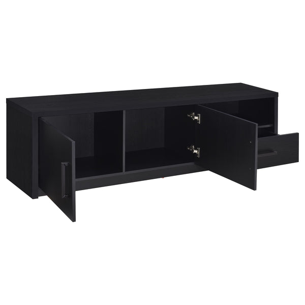English Elm Ian Modern Black TV Stand Console with 2 Doors, Drawer & Shelf — Storage Media Center for 70" TVs B062P378249