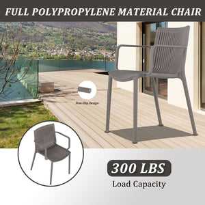 English Elm Summer 5 Piece Stackable Polypropylene Outdoor Dining Set with Round Table for Patios Warm Grey,White W3450S00023