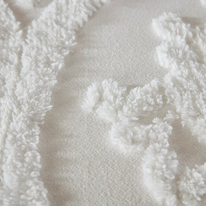 English Elm Full/Queen Viola 3-Piece Tufted Cotton Chenille Damask Duvet Cover Set – Shabby Chic, OEKO-TEX Certified, Button Closure, Easy Care B03597340