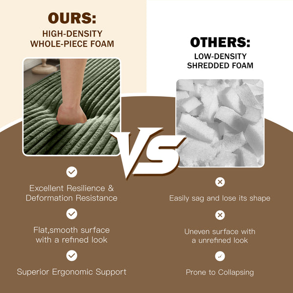 English Elm Modern Full Size Folding Sofa Bed Plush Corduroy Convertible Sleeper with 2 Pillows Foam-Filled 15" Mattress Green W1885P369586