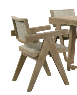 English Elm Dining Arm Chairs Upholstered Polyester Seat Set of 2 Stylish Wood Frame Accent Chairs for Home Dining Room Oak 30.9 L x 22.4 W x 12.6 H B2741P286610