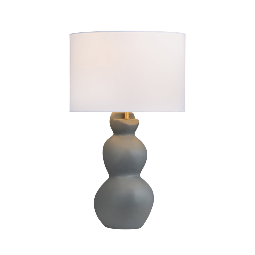 Crestview Collection 31" H Elegant Ceramic Table Lamp With Grey Curved Design & White Linen Shade For Any Room Decor   Cvazp135