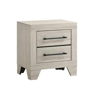 English Elm Light Gray Contemporary Nightstand Solid Rubberwood Dovetail Drawer Bedroom Storage B2741P431082