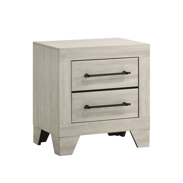 English Elm Light Gray Contemporary Nightstand Solid Rubberwood Dovetail Drawer Bedroom Storage B2741P431082