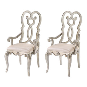 English Elm Madigan Ivory and Antique Champagne Arm Chairs (Set Of 2)