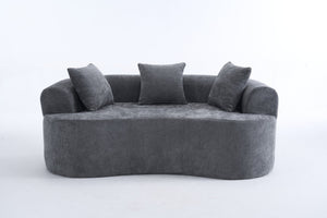English Elm Crescent-shaped Curved Chenille Loveseat Low Profile Deep Seat Modern Living Room Sofa Grey W5188P450341