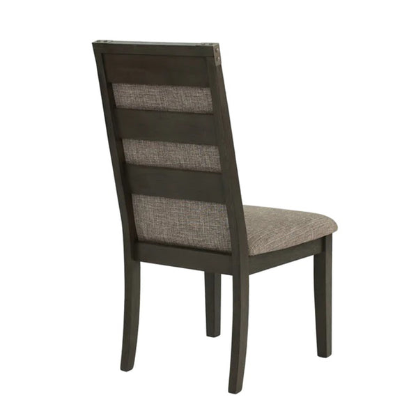 English Elm Dining Fabric Dining Chair Set of 2 with Grey Upholstery, High Back Support & Weathered Wood Legs Comfort SR011801