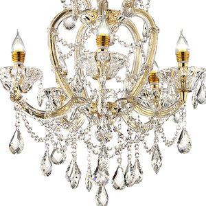 English Elm 22"In Bella Petite Gold Crystal 5-LED Chandelier with Royal Gold Chain, UL Hard-Wired, Warm 2700K Light B072P222425