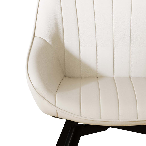 English Elm A set of 4 dining chairs featuring ergonomic PU upholstery, sturdy black metal legs and modern flair Black White W2189S00744