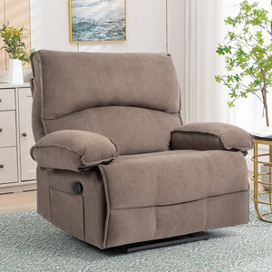 English Elm Oversized Velvet Push-Back Recliner Chair Sofa with Massage Pillow, Super Soft Fleece Comfort and Easy Assembly Brown W1403S00004