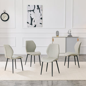 English Elm 4-piece Diamond Quilted Upholstered Dining Chair Set with Sleek Black Metal Legs Black,Light Gray W1151P458010