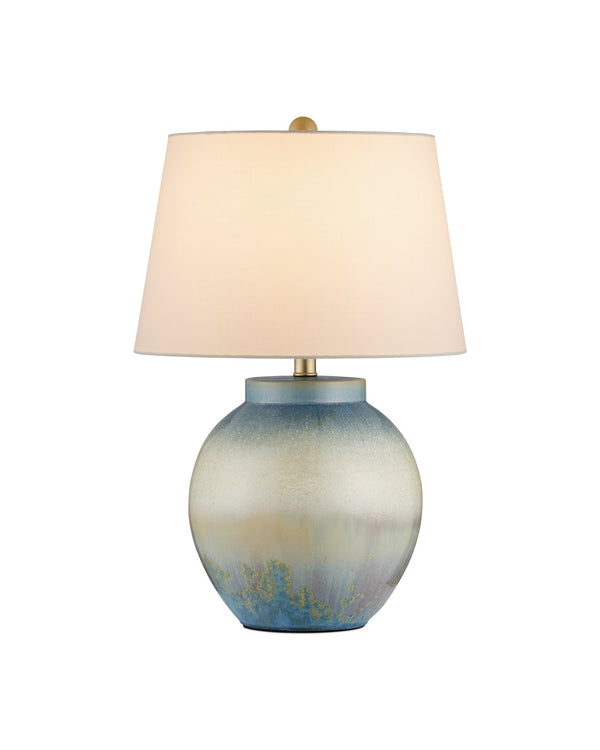 Currey & Company Dawning Table Lamp - Unique Ceramic Design With Sunrise-inspired Colors And Textured Crystals Green Ceramic 6000-1039-currey-company