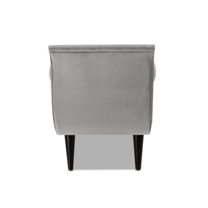 English Elm Alma Velvet Tufted Entryway Bench with Flared Arms and Bolster Pillows Included Gray B2719P238451