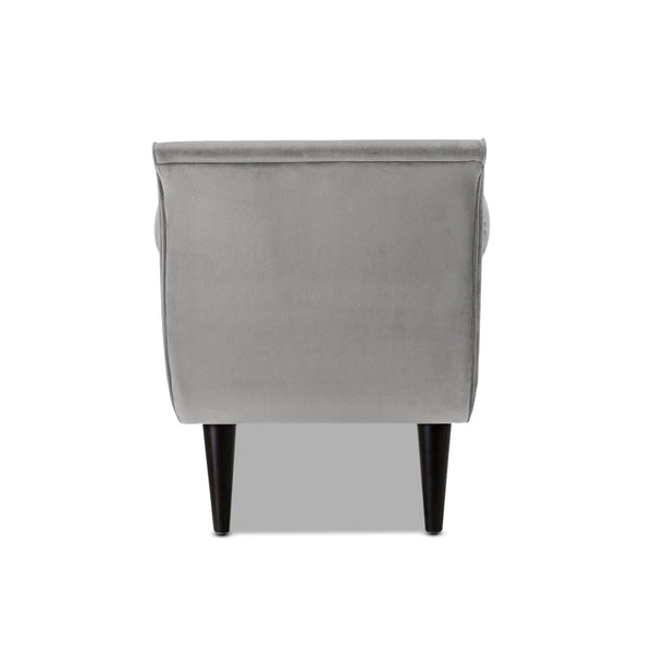 English Elm Alma Velvet Tufted Entryway Bench with Flared Arms and Bolster Pillows Included Gray B2719P238451