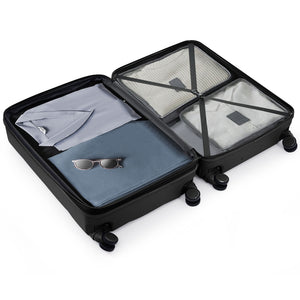 English Elm Luggage Set of 3 Abs Hard Shell Suitcases with Spinner Wheels and Built in Cup Holder Black N726P296016A