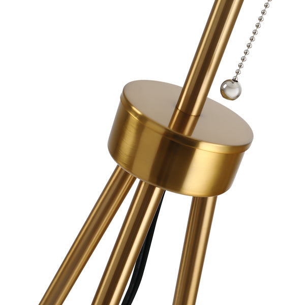 English Elm Homcom Elegant 59.75" Gold Tripod Floor Lamp with Fabric Shade, E26 Socket, 118" Cord, Stable Steel Base W2225P173947