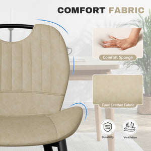 English Elm Dining Chair Set Of 2 Modern Pu Leather Armless Side Chairs With Comfy Backrest And Solid Wood Legs T3950P396418