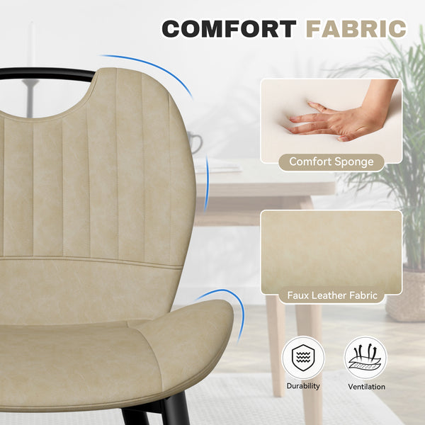 English Elm Dining Chair Set Of 2 Modern Pu Leather Armless Side Chairs With Comfy Backrest And Solid Wood Legs T3950P396418