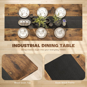 English Elm Homcom Industrial Dining Table Seats 8 Rustic Wood Grain Top Steel Frame W2225P485647