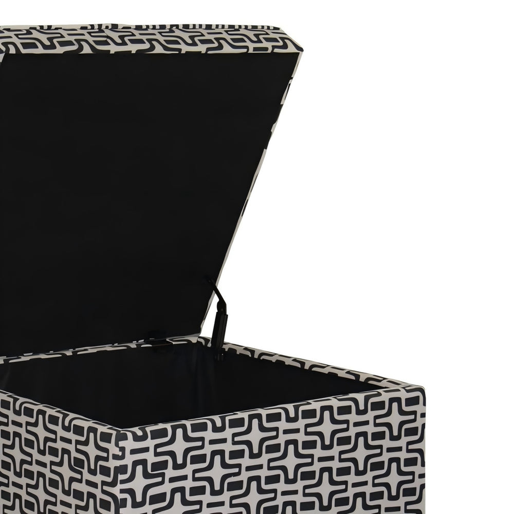 English Elm 18" Tall Storage Ottoman with Geometric Star Print Brown Upholstery, Foam-Padded Seat & Hidden Storage B072116451