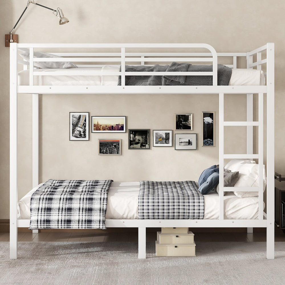 English Elm Metal Full over Full Bunk Bed Sturdy Steel Frame for Teens & Adults, Space-Saving, Noise-Reduced Design W1580P329015