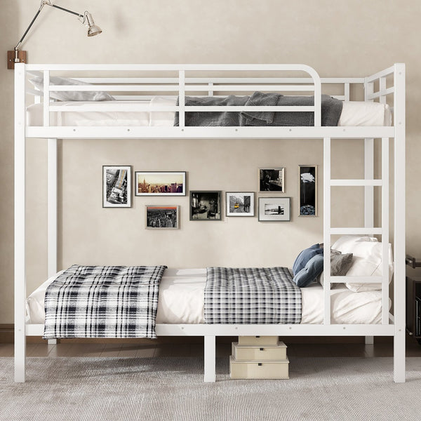 English Elm Metal Full over Full Bunk Bed Sturdy Steel Frame for Teens & Adults, Space-Saving, Noise-Reduced Design W1580P329015