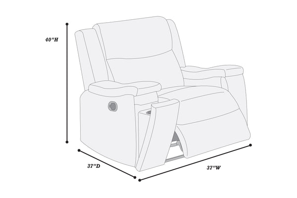 English Elm 1pc Manual Recliner Leather Upholstered Armchair with Hidden Cup Holder Auburn Living Room B011P466428