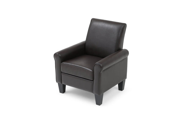 English Elm Vineland High Back Faux Leather Accent Chair with Tailored Piping for Modern Living Dark Brown B078P497924