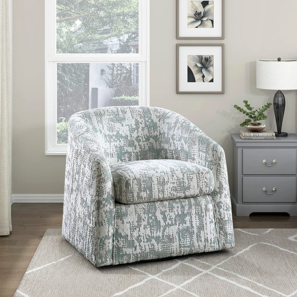 English Elm Swivel Accent Chair with Jacquard Upholstery and 360 Degree Base for Living Room B011P282395