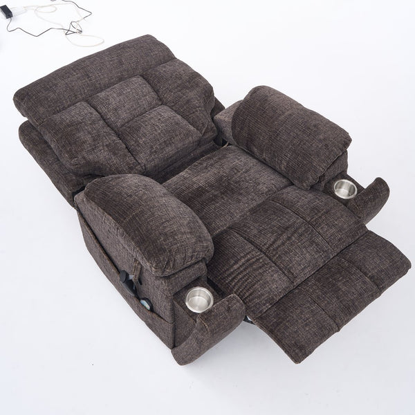 English Elm Old Age Electric Lift Recliner - Plush Velvet Chair With Dual Motors, Massage, Heat & 180° Recline W547S00052