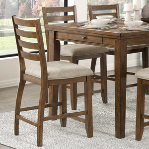 English Elm Traditional Cherry Finish Counter Height Dining Set Seats Six with Storage Drawers B011S02490
