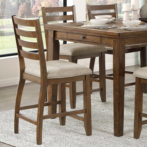 English Elm Traditional Cherry Finish Counter Height Dining Set Seats Six with Storage Drawers B011S02490