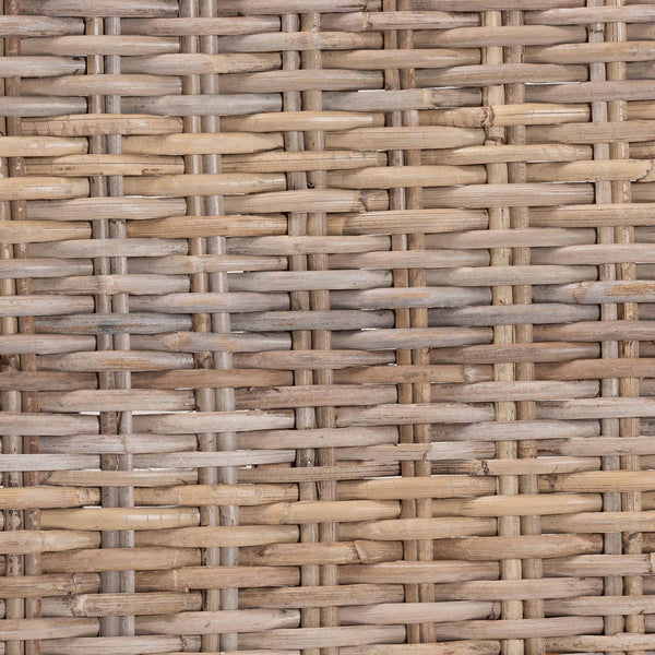 English Elm Bohemian Handwoven Kubu Rattan Footstool with Solid Mahogany Frame Artisan Accent B2750P420408