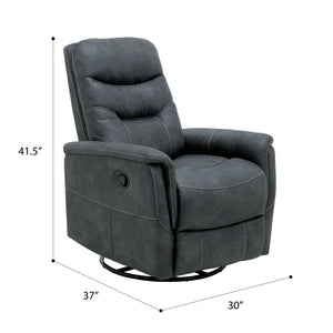 English Elm Wallace & Bay - Gray Swivel Gliding Recliner – Charcoal Fabric Accent Chair with Easy-Care Upholstery, Modern Comfort B361P384414