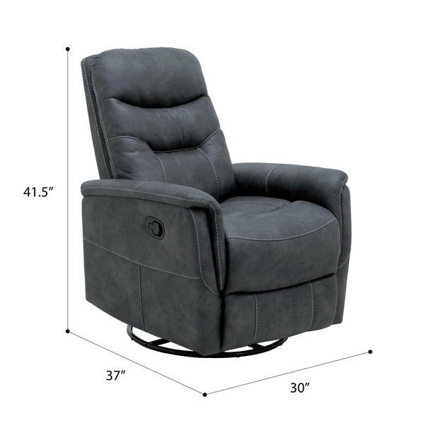 English Elm Wallace & Bay - Gray Swivel Gliding Recliner – Charcoal Fabric Accent Chair with Easy-Care Upholstery, Modern Comfort B361P384414